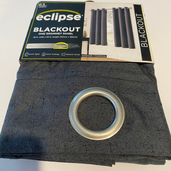 Blackout Grommet Panel Curtain 42in x 63in Charcoal BRAND NEW - Picture 3 of 3